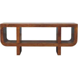 Artisan Furniture Orion Chestnut 3 Shelf Solid Wood Curved Media Unit - thumbnail 2
