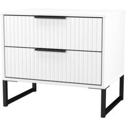 Crowndale Fluted 2 Drawer White Matt Side Table Ready Assembled - thumbnail 4