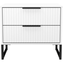 Crowndale Fluted 2 Drawer White Matt Side Table Ready Assembled - thumbnail 2