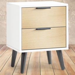 Julian Bowen Alba 2 Drawer Matt White and Oak Bedside Table - thumbnail 1