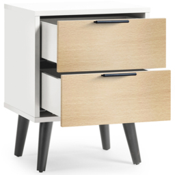 Julian Bowen Alba 2 Drawer Matt White and Oak Bedside Table - thumbnail 4