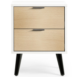 Julian Bowen Alba 2 Drawer Matt White and Oak Bedside Table - thumbnail 3