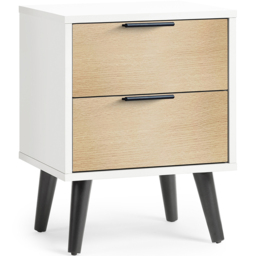 Julian Bowen Alba 2 Drawer Matt White and Oak Bedside Table - thumbnail 2