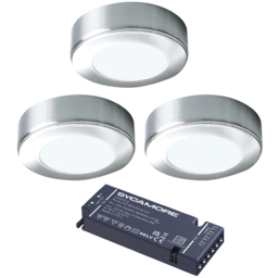 Sorrelis Oberon Neutral White 3 Light Aluminium Round Cabinet Light Kit