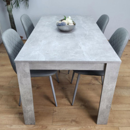 Kosy Koala 4 Seater Faux Leather Gem Pattern Dining Set Stone Grey Effect and Grey
