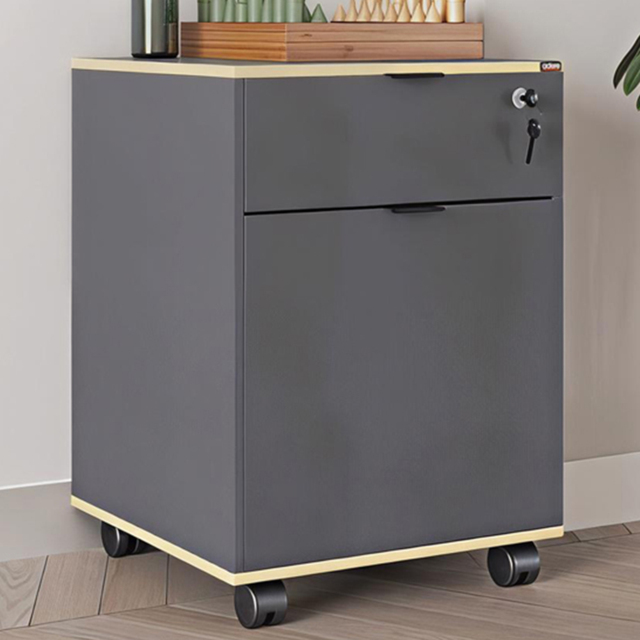FWStyle Grey Single Door Single Drawer Mobile Storage Unit - image 1