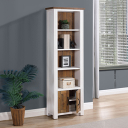 Baumhaus Splash of White 2 Door 4 Shelf White Narrow Open Bookcase - thumbnail 4