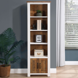 Baumhaus Splash of White 2 Door 4 Shelf White Narrow Open Bookcase - thumbnail 1