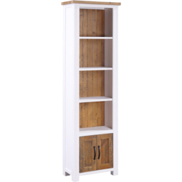 Baumhaus Splash of White 2 Door 4 Shelf White Narrow Open Bookcase - thumbnail 2