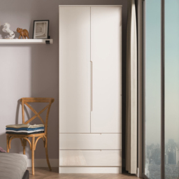 Crowndale Milan Kashmir Gloss and Kashmir 2 Drawer Tall Double Wardrobe Ready Assembled