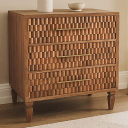 Artisan Furniture Cadiz Carved Natural Grain 3 Drawer Mango Wood Storage Chest