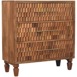 Artisan Furniture Cadiz Carved Natural Grain 3 Drawer Mango Wood Storage Chest - thumbnail 4
