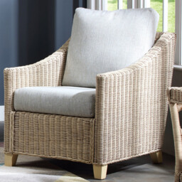 Desser Dijon Natural Rattan Cane Pebble Fabric Armchair