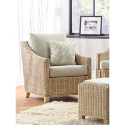 Desser Dijon Natural Rattan Cane Pebble Fabric Armchair - thumbnail 3