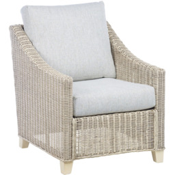Desser Dijon Natural Rattan Cane Pebble Fabric Armchair - thumbnail 2