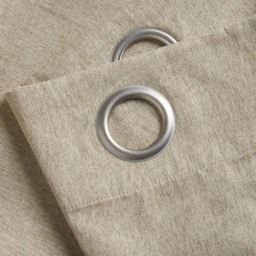 Alan Symonds Linen Look Blackout Ring Top Eyelet Curtains Beige 161 x 137cm - thumbnail 4