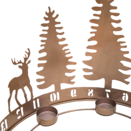 Ivyline Metal Copper Round Advent Forest Christmas Tealight Centrepiece - thumbnail 3