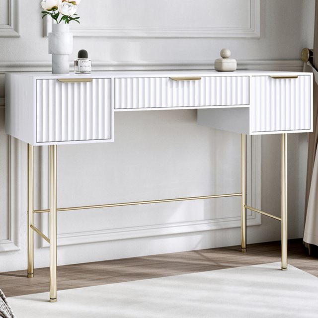 CARME Home Lara White 3 Drawer Dressing Table - image 1