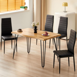 Kosy Koala 4 Seater Rustic Wooden Dining Set Black
