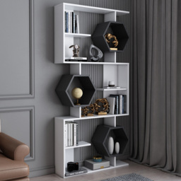 Decorotika Darla White and Anthracite 6 Tier Geometric Bookcase