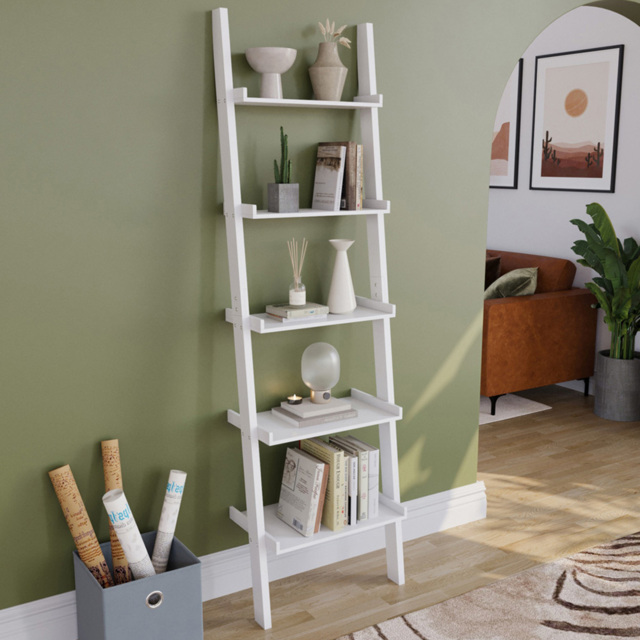 Vida Designs York 5 Shelf White Ladder Bookcase - image 1