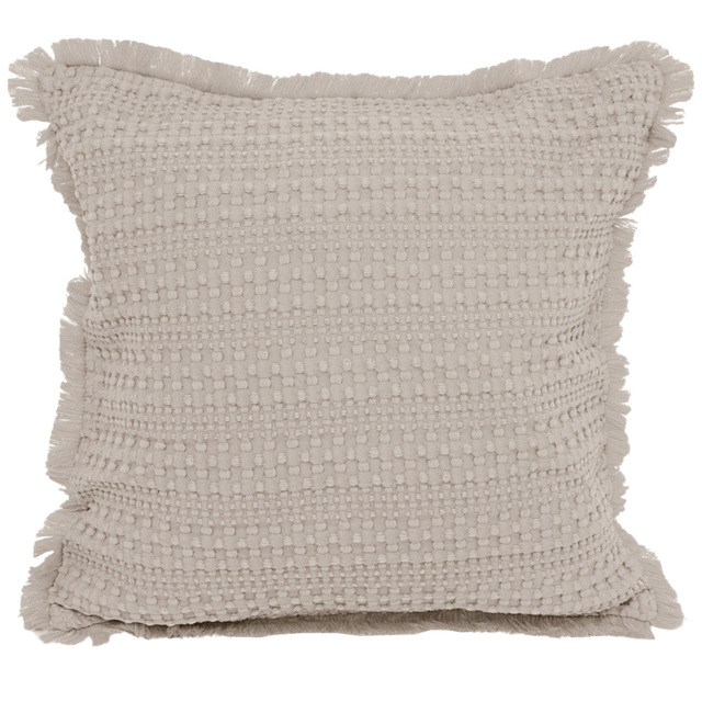 Velosso Waffle Fringed Beige Filled Cushion 43 x 43cm 2 Pack - image 1