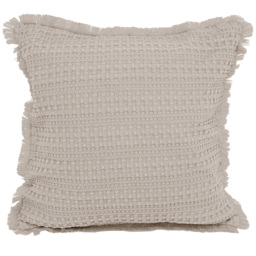 Velosso Waffle Fringed Beige Filled Cushion 43 x 43cm 2 Pack - thumbnail 1