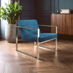 Premier Housewares Vogue Teal Velvet Lounge Chair - thumbnail 3