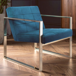 Premier Housewares Vogue Teal Velvet Lounge Chair - thumbnail 1
