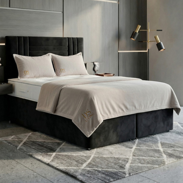 DS Living Orion Black Super King Size Plush Ottoman Bed - image 1