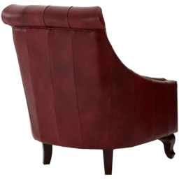 Premier Housewares Victor Deep Red Leather Tufted Back Lounge Chair - thumbnail 4