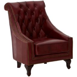 Premier Housewares Victor Deep Red Leather Tufted Back Lounge Chair - thumbnail 2