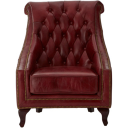 Premier Housewares Victor Deep Red Leather Tufted Back Lounge Chair - thumbnail 3