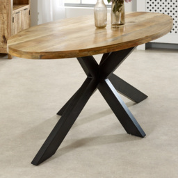 Brooklyn Surrey 6 Seater Solid Wood and Metal Oval Dining Table