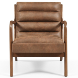 Otis Brown Ribbed PU Chair - thumbnail 2