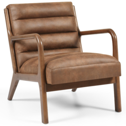Otis Brown Ribbed PU Chair - thumbnail 3