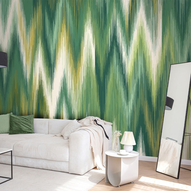 Origin Murals Ikat Zig Zag Green Wall Mural - image 1