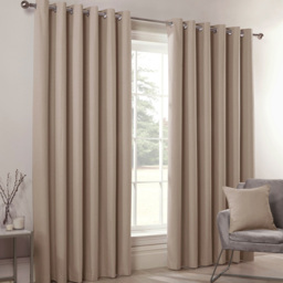 Divante Hoxton Natural Blackout Eyelet Curtains 168 x 137cm