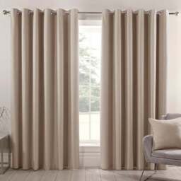 Divante Hoxton Natural Blackout Eyelet Curtains 168 x 137cm - thumbnail 2