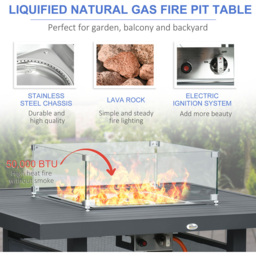 Outsunny Yard Grey 7 Seater Sofa Corner Lounge Set with Fire Pit Table - thumbnail 4