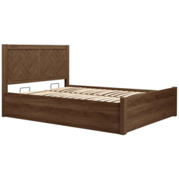 Herringford Walnut Double Chevron Ottoman Bed - thumbnail 2
