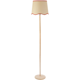 ValueLights Triston Scallop Rust Edge Shade Light Wood LED Floor Lamp