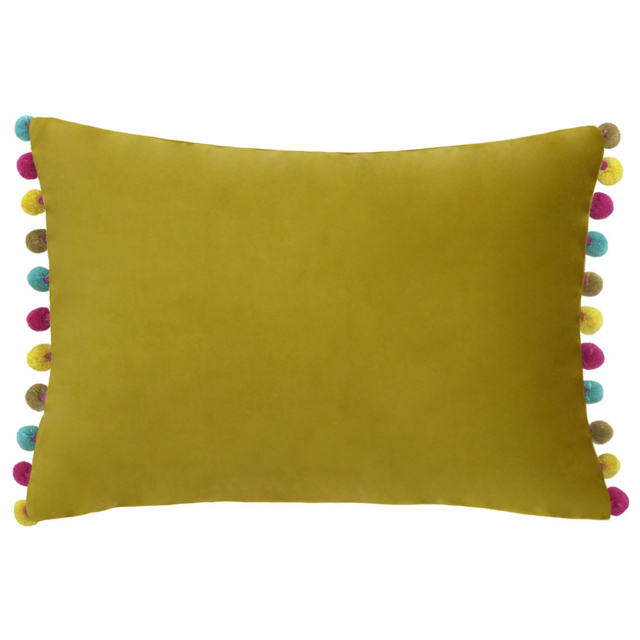 Paoletti Fiesta Bamboo Multicolour Pom Pom Velvet Cushion - image 1