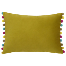Paoletti Fiesta Bamboo Multicolour Pom Pom Velvet Cushion
