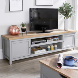 Home Source Avon 2 Door Large Grey TV Unit Stand