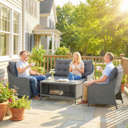 Outsunny Dark Grey 4 Seater PE Rattan Patio Lounge Set - thumbnail 2