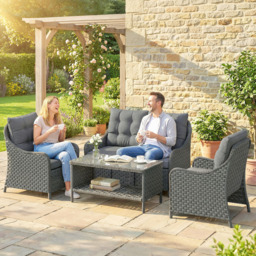 Outsunny Dark Grey 4 Seater PE Rattan Patio Lounge Set - thumbnail 3