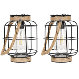 ValueLight Solar Lantern Cage with Hemp Rope Handle Pack of 2