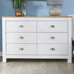 Home Source Camden 6 Drawer White Chest of Drawers - thumbnail 1