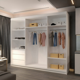 M N Furniture Collian 3 Door White Mirrored Sliding Wardrobe 250cm - thumbnail 3